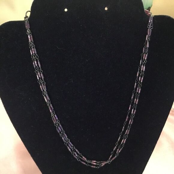 Triple Strand Chocolate Metal Necklace - Picture 1 of 5